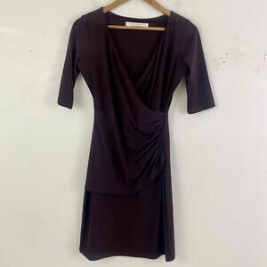 SUSANA MONACO dark purple plum gathered jersey mini dress